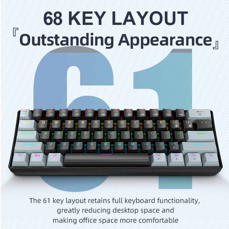 Gaming Keyboard Hot Swappable - APAYADO K61 미니 기계식 키보드, 유선,