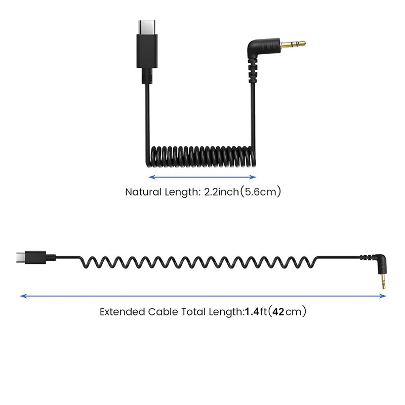 Coiled Usb Cable - DT21 USB C-3.5mm TRS 오디오 케이블(RODE