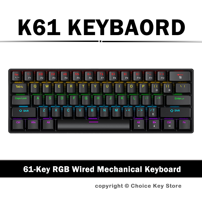 Keyboard Gaming Blue Switch - APAYADO K61 유선 기계식 게임용 키보드