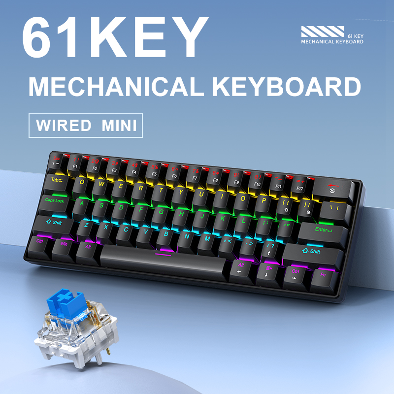 K61 유선 기계식 게이밍 키보드, 60% 61키 미니 - Keyboard Gaming Blue Switch 리뷰 및 가격