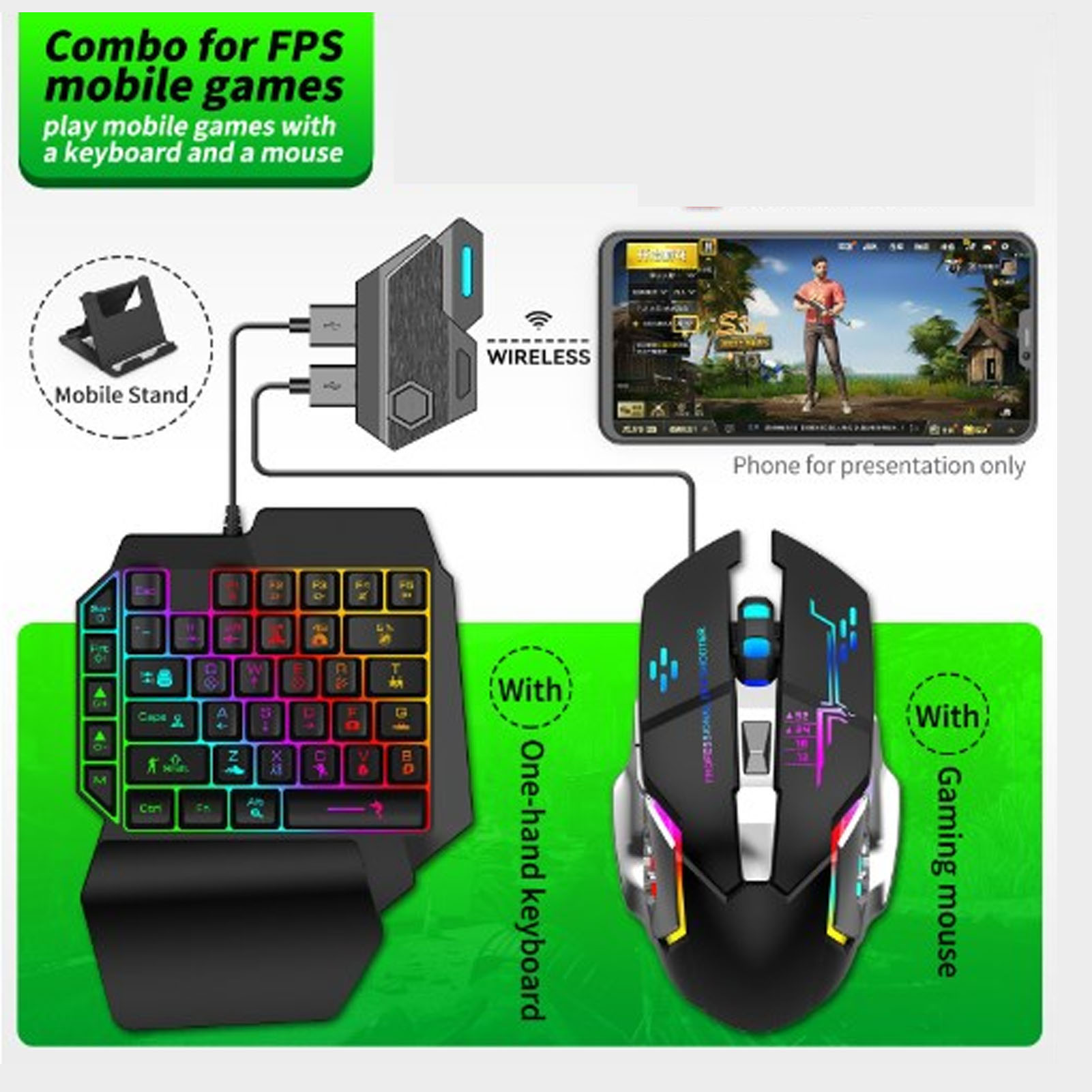 모바일 게임 콤보 팩 블루투스 연결 단일 핸드 키보드  - Gaming Keyboard Mouse Combo 리뷰 및 가격