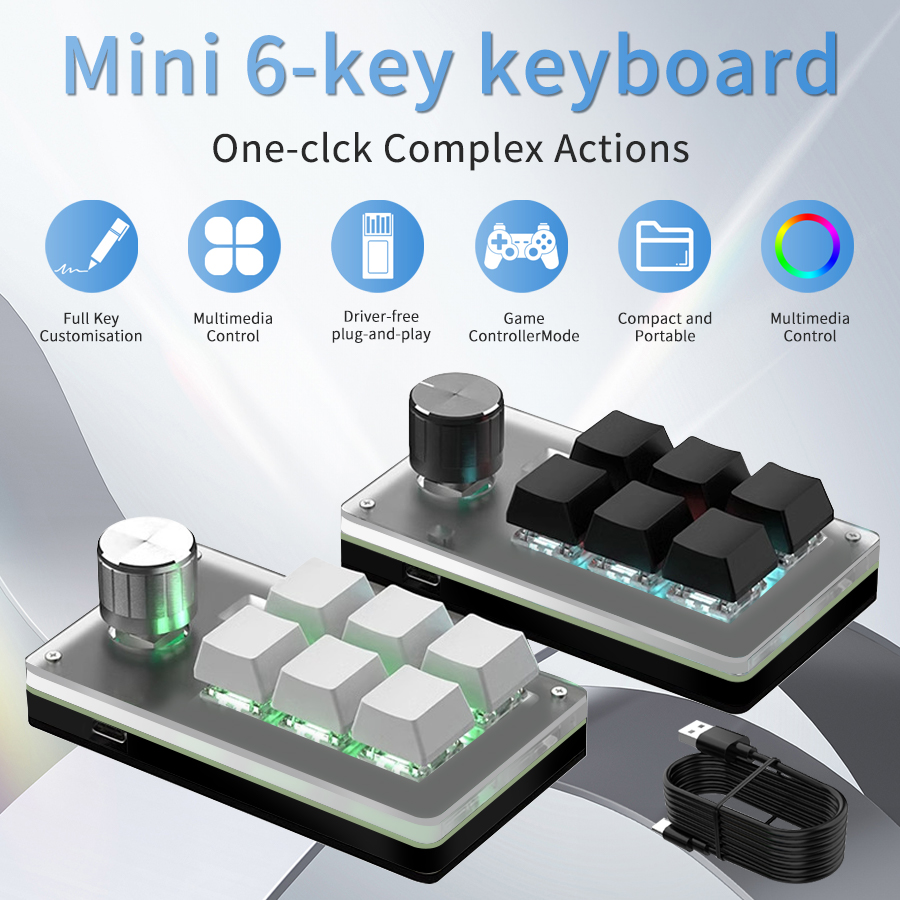 RGB 6키 1노브 커스텀 유선 미니 키보드, 조명 및 - Gaming Keyboard Hot Swappable 리뷰 및 가격
