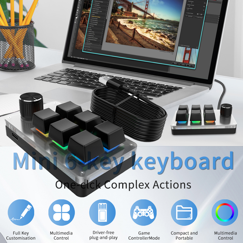 RGB 6키 1노브 커스텀 유선 미니 키보드, 조명 및 - Gaming Keyboard Hot Swappable 리뷰 및 가격