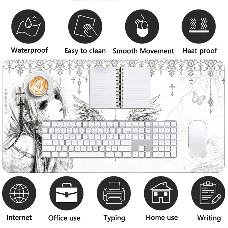 가죽 마우스 패드 블랙 화이트 애니메이션 미학 천사 소 - Keyboard Gaming Black 리뷰 및 가격