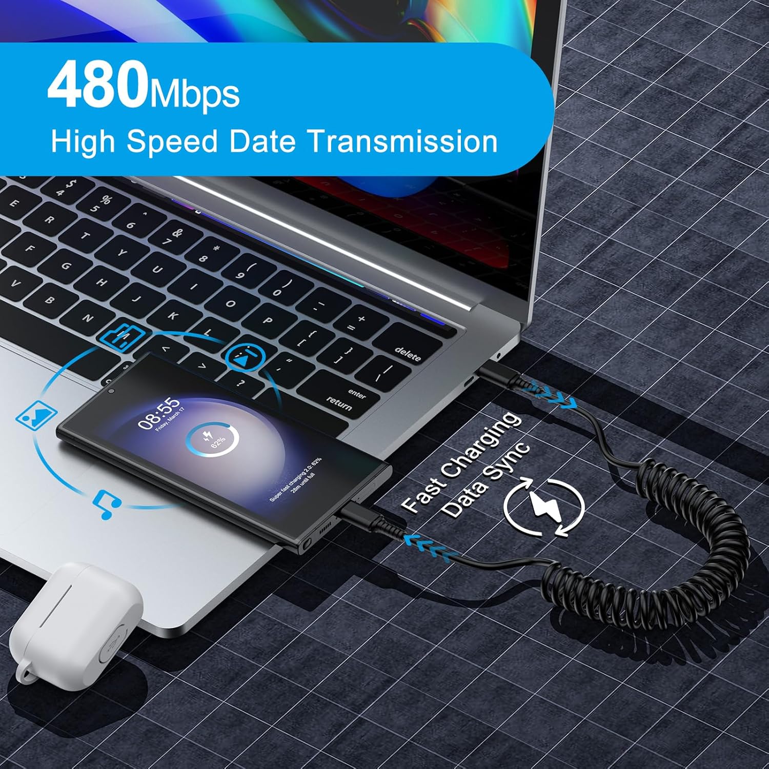 안드로이드 오토 USB C to USB C 케이블 3F - Coiled Usb Cable 리뷰 및 가격